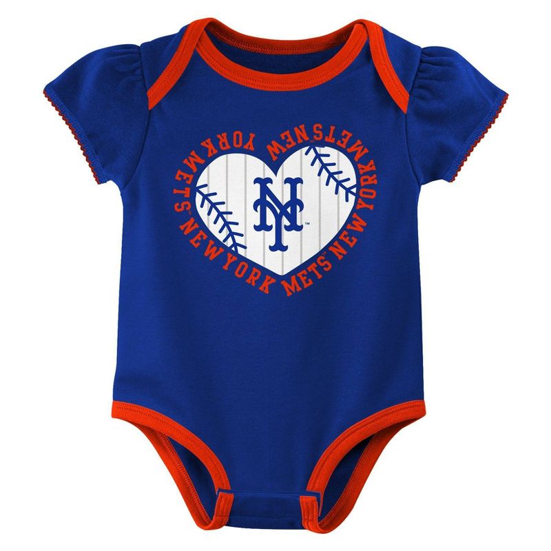 MLB New York Mets Infant Girls&#39; 3pk Bodysuit, 4 of 5