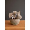 Small Rustic Rabbit Planter 4 inch Terracotta – Grey Distressed Look by Kalalou - 4 of 4