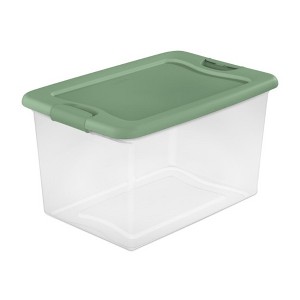 Sterilite Latching Hinged See-Through Plastic Stacking Storage Container Tote with Recessed Lids for Home Organization - 1 of 4