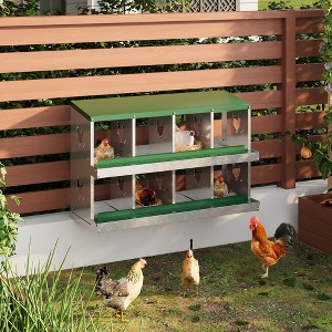 6/8/10 Compartment Galvanized Chicken Nesting Box - Metal Laying Box with Legs for Hens - 1 of 4