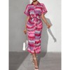Coolmee Women's Summer Shirt Dress Casual Lapel Short Sleeve Button Down Split Belted Vacation Maxi Dress - 2 of 4