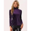 Allegra K Women's Solid Turtleneck Velvet Long Sleeve Work Basic Velour Blouse - 2 of 4