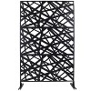 Okak Modern Balcony Privacy Screen with Abstract Line Decoration, Outdoor Privacy Screen, Freestanding Metal Privacy Screen for Garden - 3 of 4