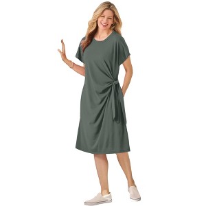 Woman Within Plus Size Side Knot Tee Dress - 1 of 2