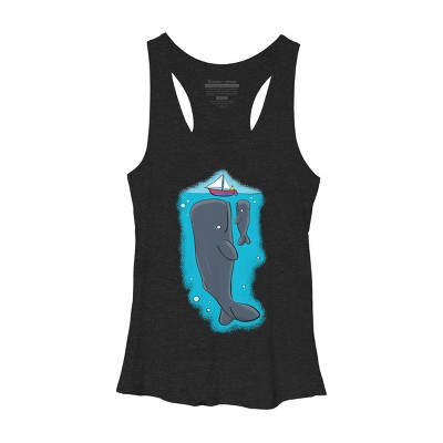 Women's Design By Humans Cute whales and sailing boat cartoon illustration By thefrogfactory Racerback Tank Top