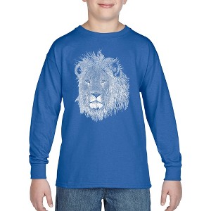 LA Pop Art Boy's Word Art Long Sleeve - Lion - 1 of 4