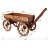 TUYOHW Wooden Wagon Flower Planter on Wheels,Large Barrel Pot Stand with Handle for Outdoor Garden,Patio & Home Decor,Brown - 3 of 4