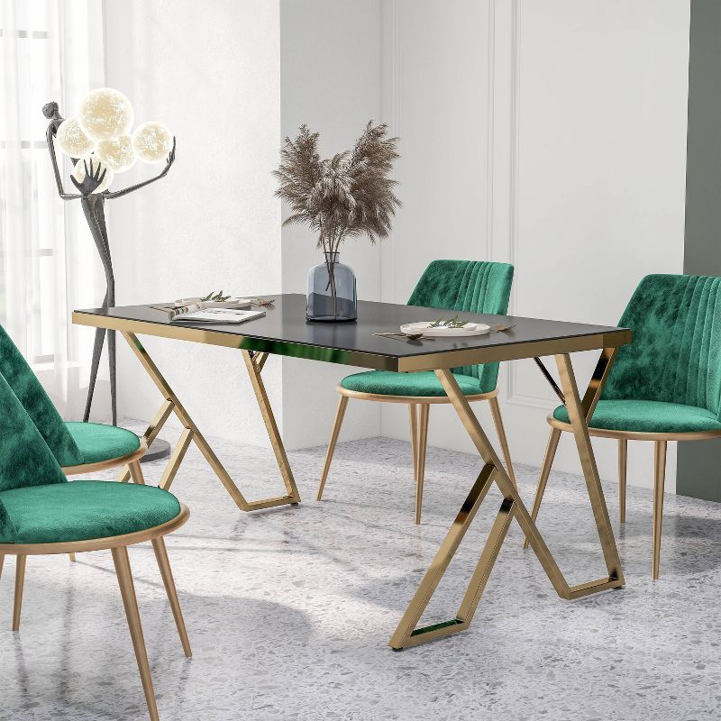 Jalama Glam Glass Top Gold Frame Dining Table - HOMES: Inside + Out, 3 of 6