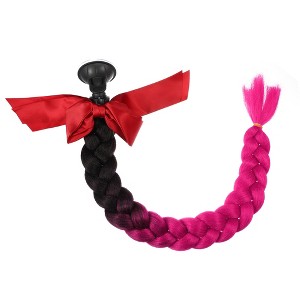 Unique Bargains Bicycle Motorcycle Helmet Pigtail Braids Hair Suction Cup Black Rose Red 22" - 1 of 4