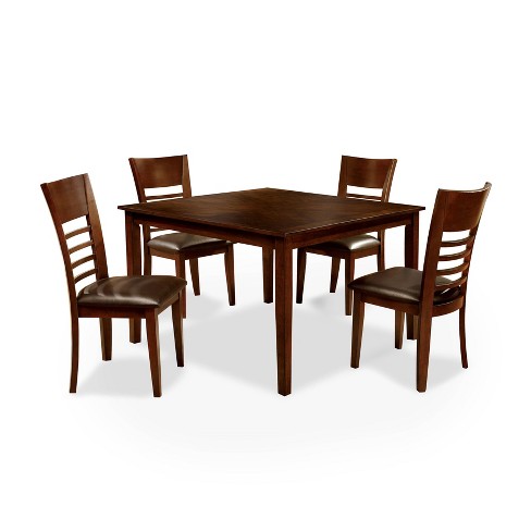 5pc Mibasics Square Dining Table Set Wood Brown Cherry Target