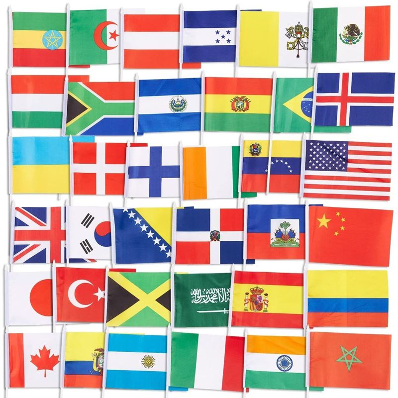Juvale 72 Pack International World Country Handheld Stick Flag for Party Decor, Parades, Festival, 7.5 x 5.2 in, 3 of 5