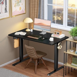 MAYEERTY 55in Computer Desk with Storage, Modern Writing Desk with Fabric Drawers for Home Office, Black - 1 of 4