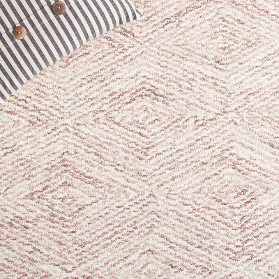 Handmade Rust/Beige Tufted Wool Runner Rug 108" x 27"