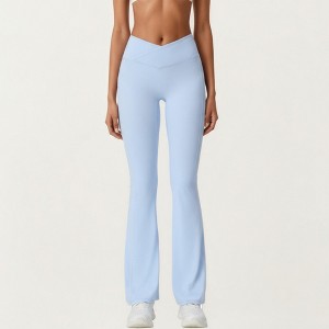 Anna-Kaci Active Women's Crossover Waist Flare Leg Yoga Pants with Stretch Fit Fabric and Smooth Contoured Silhouette - 1 of 4