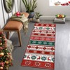 Washable Chrismas Rug Non Slip Low Pile Rug Soft Vintage Xmas  Throw Floor Cover Foldable Indoor Carpet for Living Room Bedroom,Red Green/2'x6' - 2 of 4