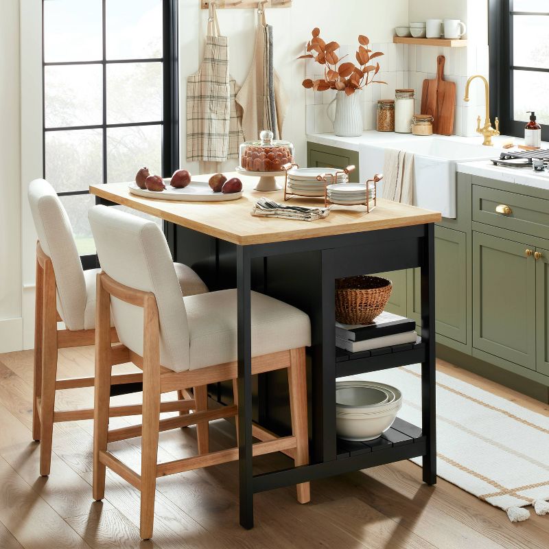 Wood Kitchen Island Table with Storage Black/Natural - Hearth &#38; Hand&#8482; with Magnolia, 3 of 13