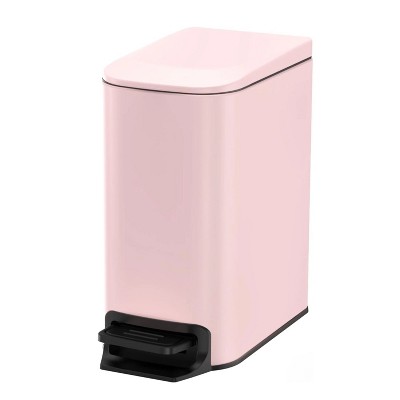 LunaLulinlk Pink 1.6 Gallon Small Bathroom Trash Can, Stainless Steel Trash Can with Lid