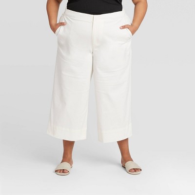 plus size white wide leg pants