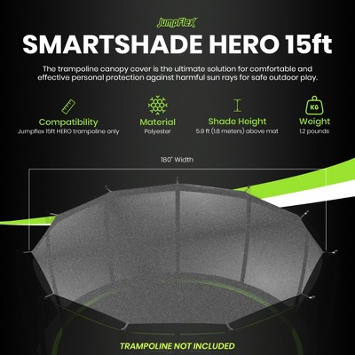 Black UV Resistant Soft Outdoor Trampoline Shade Canopy Cover, 15ft