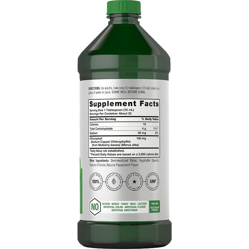Horbaach Liquid Chlorophyll 100mg | 32 oz (2 x 16 oz Bottles) | Natural Peppermint Flavor, 2 of 4