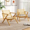 Tangkula Teak Wood Patio Chair w/Webbing Seat & Backrest Mid-century Accent Chair - 3 of 4