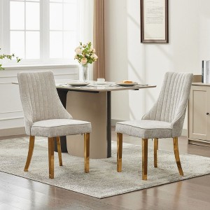 Lycvki Chenille Dining Chairs Accent Chair for Dining Room with Brushed Stainless Steel Legs,Set of 2 - 1 of 4