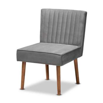 Alvis Velvet Upholstered and Wood Dining Chair - Baxton Studio
