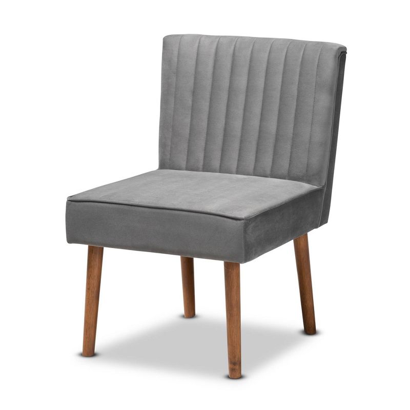 Alvis Velvet Upholstered and Wood Dining Chair - Baxton Studio, 1 of 11