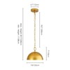 Rennnsan Draeven 9"-19"W 1-Light Dome Industrial Dimmable Pendant in Gold - 3 of 4
