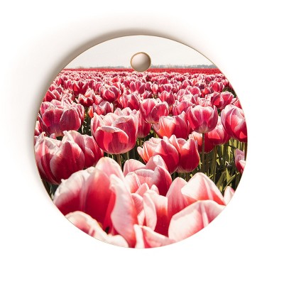 Henrike Schenk - Travel Photography Tulip Field In Holland Floral Cutting Board Round - Deny Designs