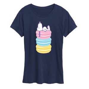 Women's - Peanuts - Snoopy Stacked Macarons Short Sleeve Graphic T-Shirt - 1 of 4