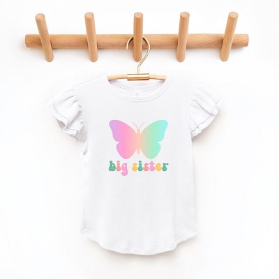 The Juniper Shop Big Sister Butterfly Toddler Flutter Sleeve Tee