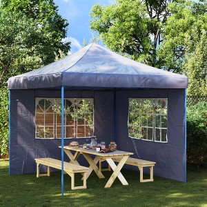 vidaXL Party Tent Sidewall 2 pcs with Window PE Blue - 1 of 4