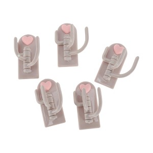 Unique Bargains Utility 3-Hook Adhesive Heart 3.15"x1.38" 5 Pcs - 1 of 4