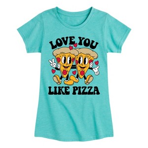 Girls' - Instant Message - Valentine's Day Love You Like Pizza Fitted Short Sleeve Graphic T-Shirt - 1 of 4