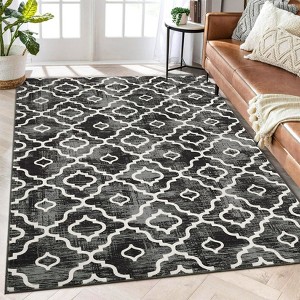 Machine Washable Vintage Floral Printed Area Rug Ultra Thin Non Slip Low Pile Stain Resistant Non Shedding Pet Friendly Floor Rug - 1 of 4