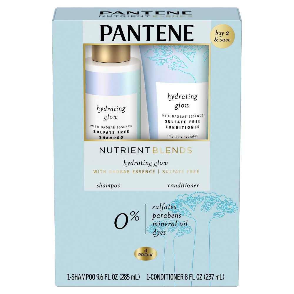 Photos - Hair Product Pantene Sulfate Free Baobab Shampoo and Conditioner Dual Pack, Nutrient Bl 