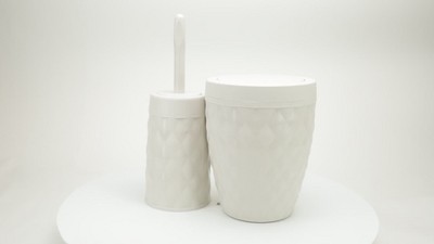 Wings Bathroom Set in Pearl Color / Dustbin Toilet Brush 