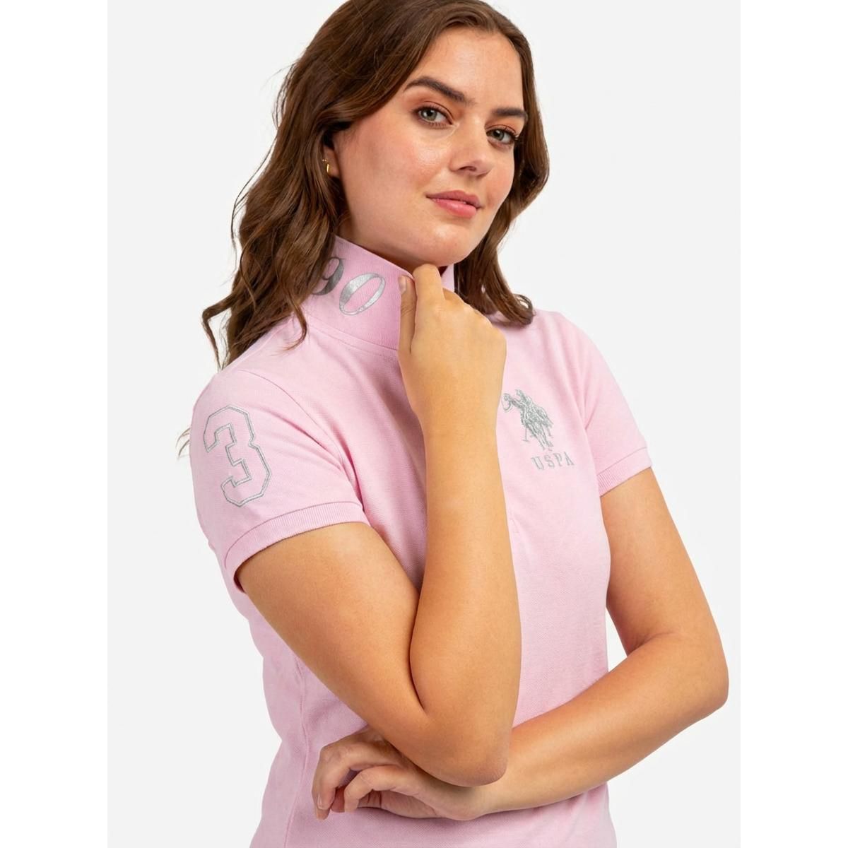 U.S Polo Assn. Women's Metallic Print Polo Shirt - thumbnail 6