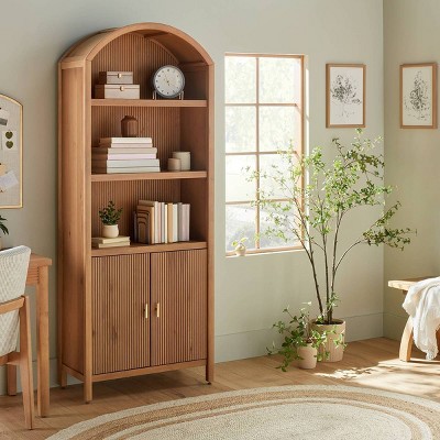 Grooved Wood Arch Bookcase Cabinet - Natural - Hearth & Hand™ with Magnolia