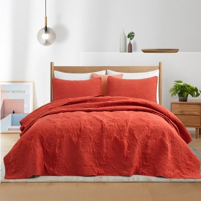 Peace Nest Lightweight Pre-washed Microfiber Quilt Coverlet Set, Red ...