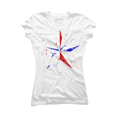 Junior's Design By Humans American Flag Nautical Star - Grunge By Mel00 T-Shirt