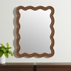 HomeRoots 32" Brown Wood Wavy Scalloped Accent Mirror - 2 of 4