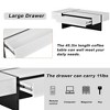 PAGED Wooden Coffee Table, Modern Side Table with Storage and Tempered Glass, 2-Tier Center Table for Living Room, Bedroom - 4 of 4