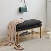 TiramisuBest Industrial Entryway Shoe Bench with Upholstered Seat & Rustic Storage, Fabric & Metal Design for Small Spaces (Antique Brown) - 2 of 4