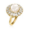 Ross-Simons 10-10.5mm Cultured Pearl and 2.28 ct. t.w. CZ Ring in 18kt Gold Over Sterling - 3 of 4
