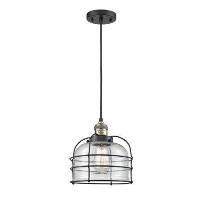 Bell Cage - 1 Light Cord Hung Mini Pendant In Traditional Style-10 Inches Tall and 9 Inches Wide