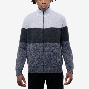 CULTURA Men's Full Zip Mock Neck Cardigan Sweater With Fleece Lining - 1 of 4