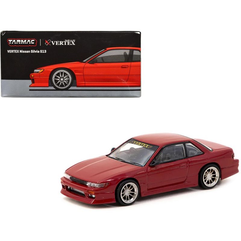Nissan VERTEX Silvia S13 RHD (Right Hand Drive) Red Metallic "Global64" Series 1/64 Diecast Model by Tarmac Works, 1 of 4