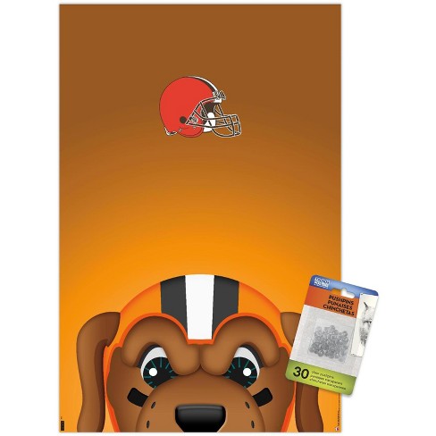 Trends International Nfl Cleveland Browns - S. Preston Mascot Chomps  Unframed Wall Poster Print Clear Push Pins Bundle 22.375 X 34 : Target